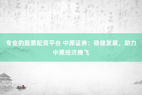 专业的股票配资平台 中原证券：稳健发展，助力中原经济腾飞