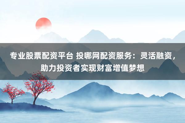 专业股票配资平台 投哪网配资服务：灵活融资，助力投资者实现财富增值梦想