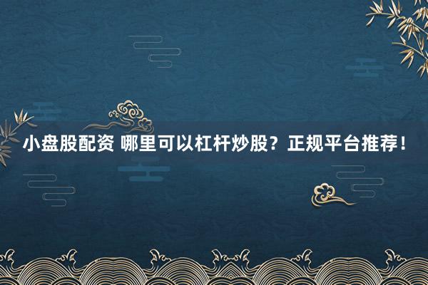 小盘股配资 哪里可以杠杆炒股？正规平台推荐！