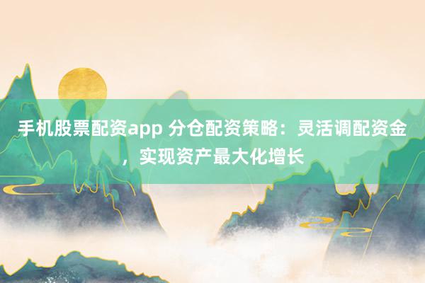 手机股票配资app 分仓配资策略：灵活调配资金，实现资产最大化增长