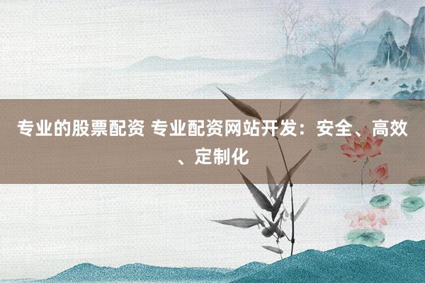 专业的股票配资 专业配资网站开发：安全、高效、定制化
