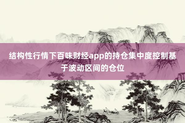 结构性行情下百味财经app的持仓集中度控制基于波动区间的仓位