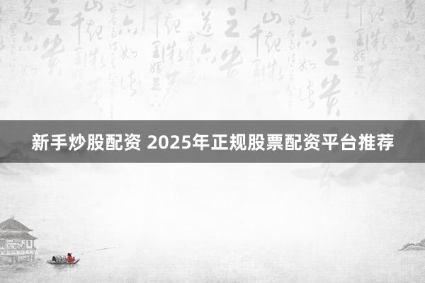 新手炒股配资 2025年正规股票配资平台推荐