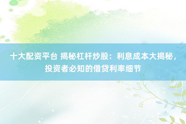 十大配资平台 揭秘杠杆炒股：利息成本大揭秘，投资者必知的借贷利率细节
